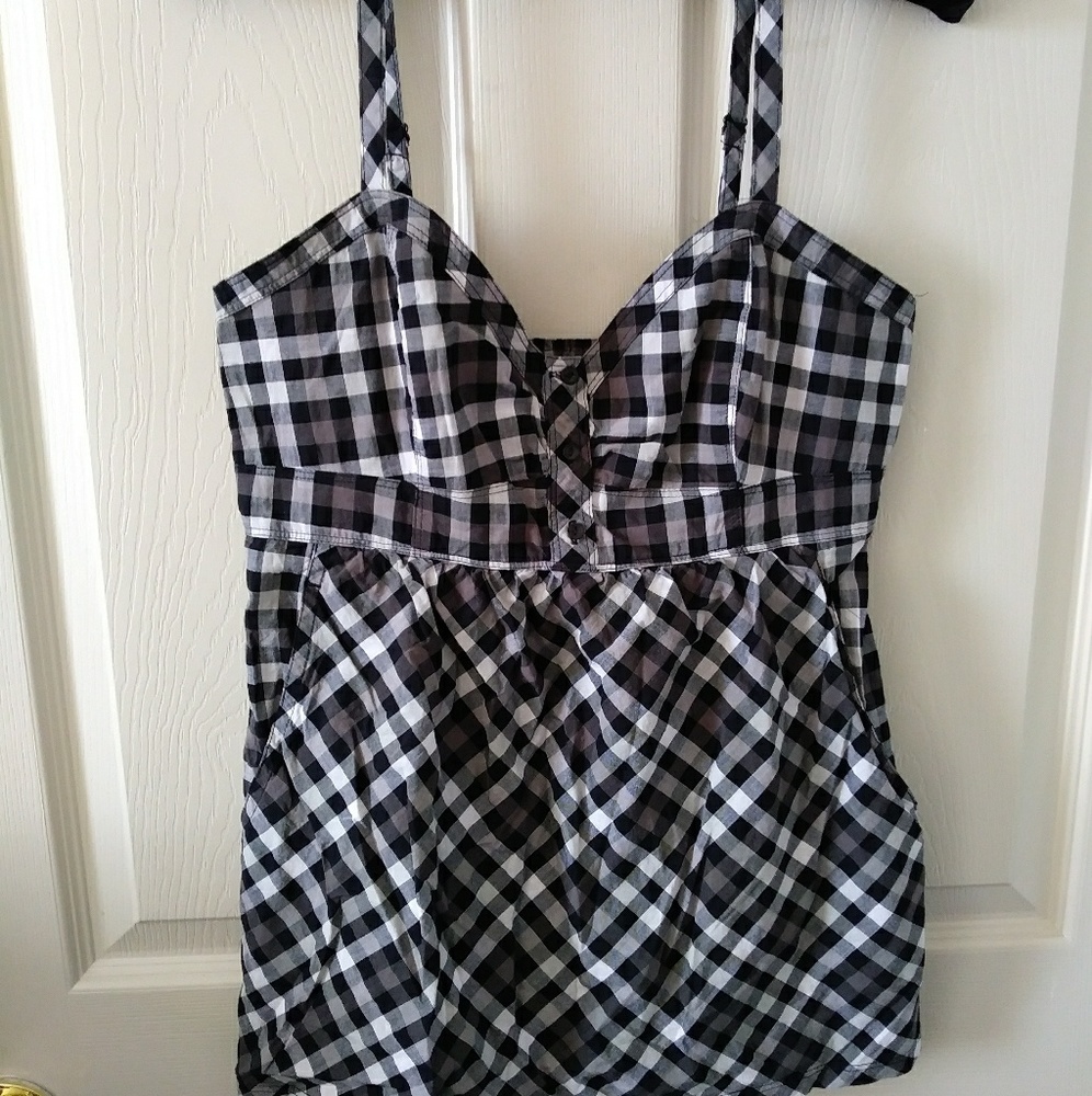 Arizona Checkered Bustier Baby Doll Cami/Tank